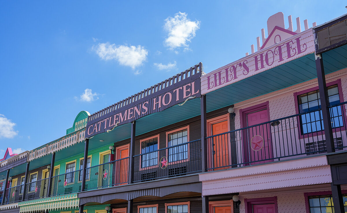 The colorful exterior of the Big Texan Motel in Amarillo, Texas
