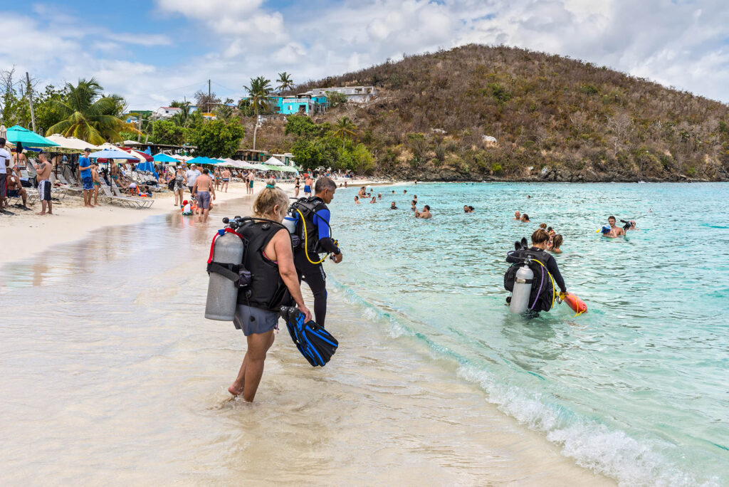 Beach diving off the white-sand of Coki Beach. 