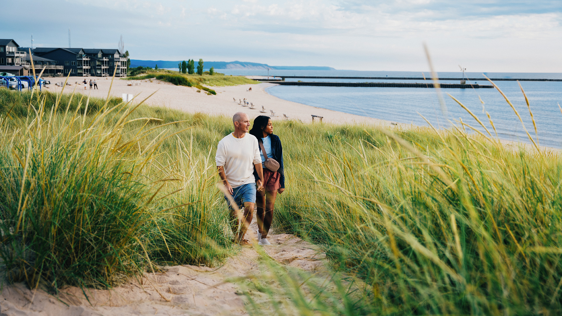 Walking sand dunes alongside Lake Michigan in Frankfort, Michigan
