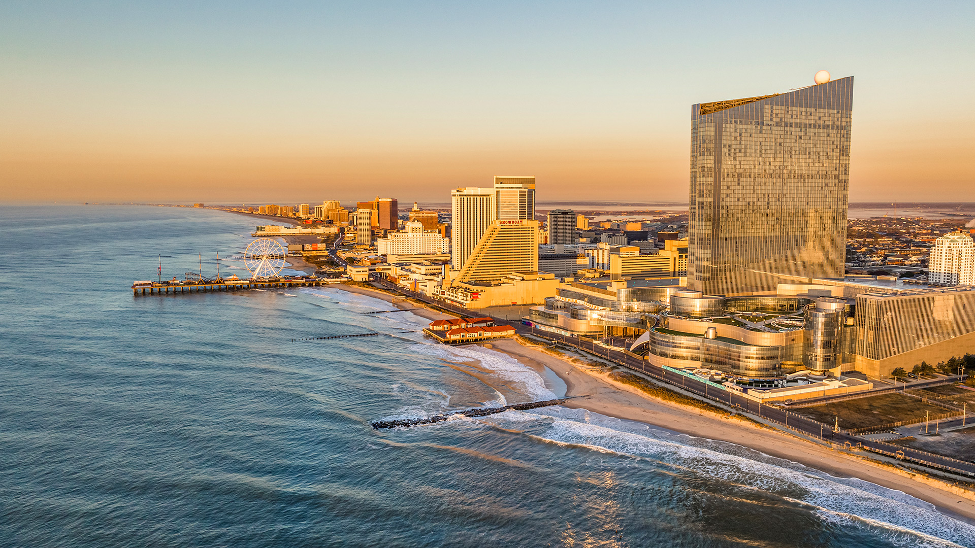 뉴저지주 애틀랜틱 시티 과 보드워크의 항공 사진