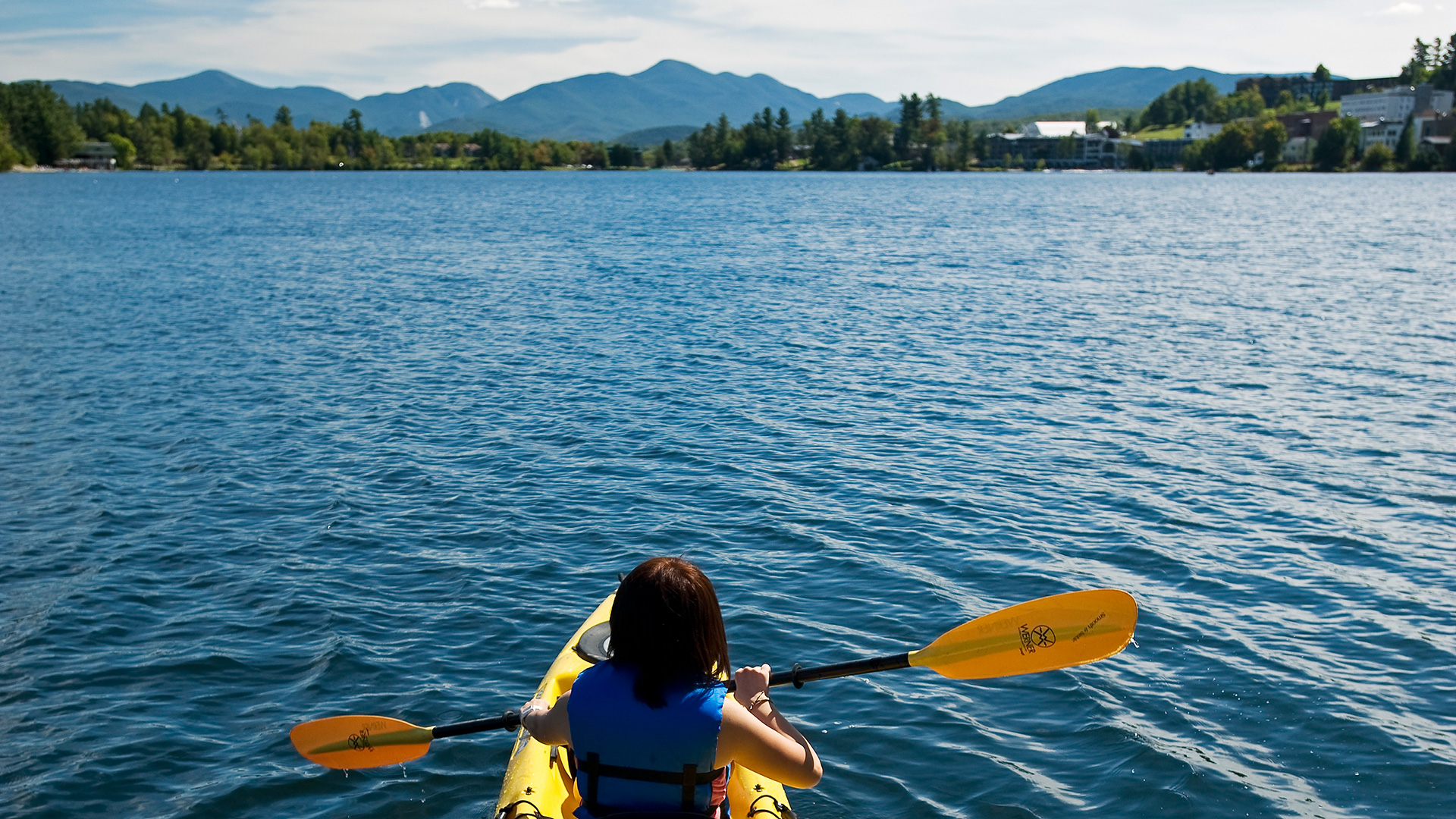Kayaking on Mirror Lake in North Elba, New York