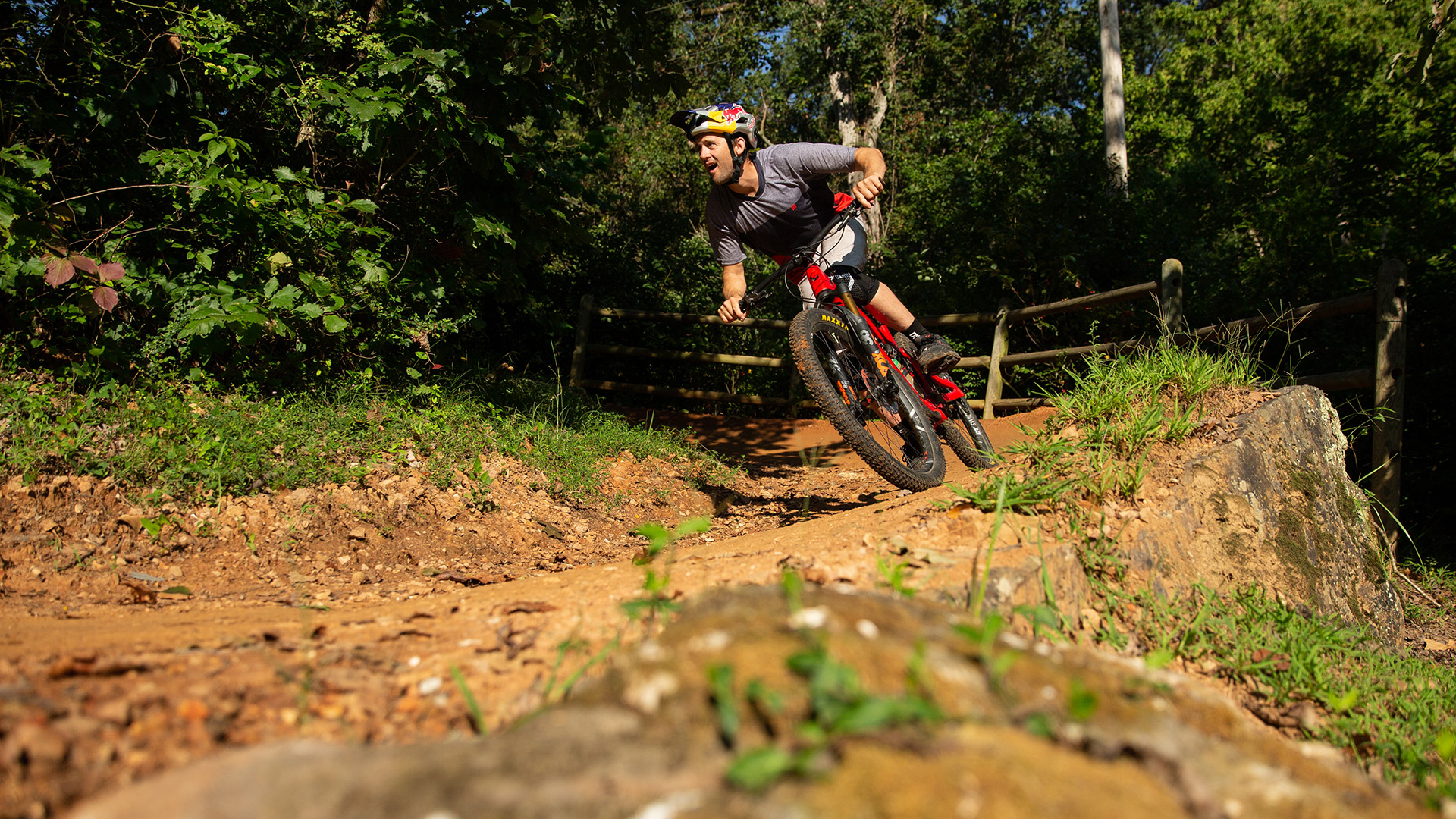 Mountain biking on the Slaughter Pen Trails in Bentonville, Arkansas
