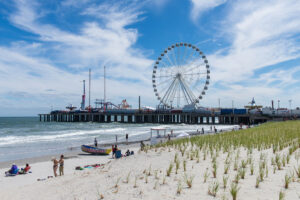 View of the beach and pier in Atlantic City, New Jersey
