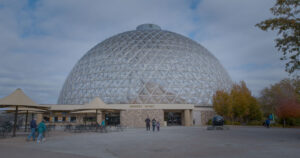 People outside the Desert Dome at Henry Doorly Zoo and Aquarium in Omaha, Nebraska