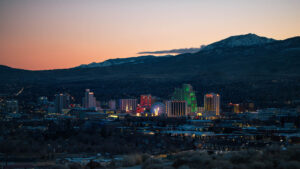 Mountainous skyline view of Reno, Nevada
