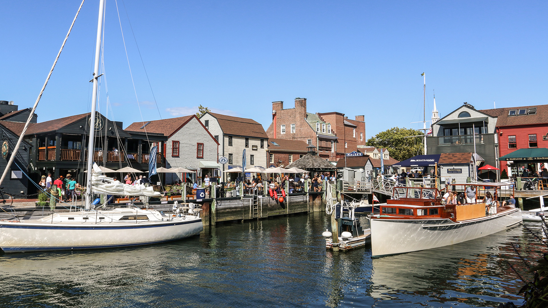 View of Bowens Wharf in Newport, Rhode Island