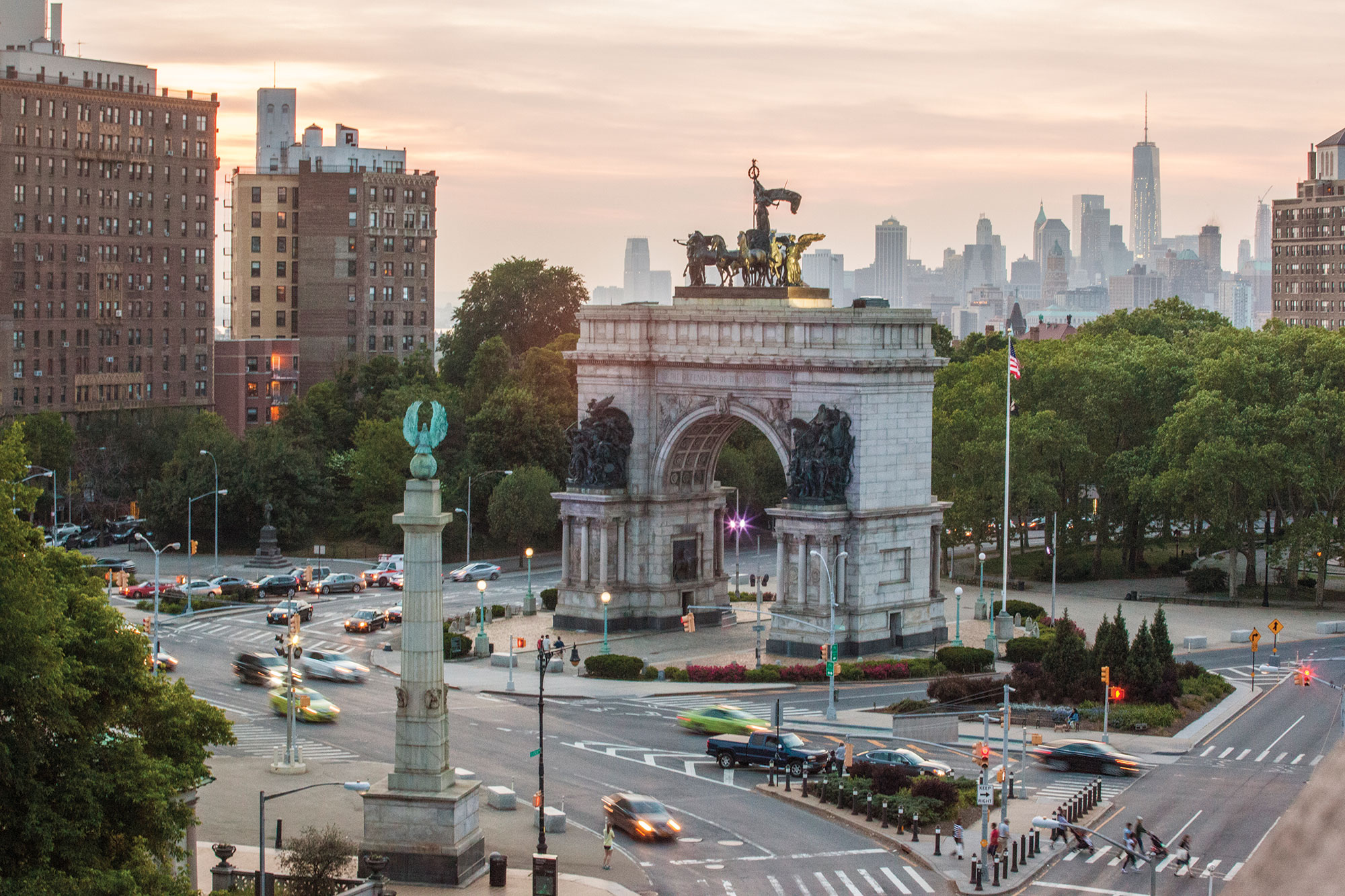 The Soldiers and Sailors Memorial Arch in Brooklyn Grand Army Plaza in New York City, New York. 