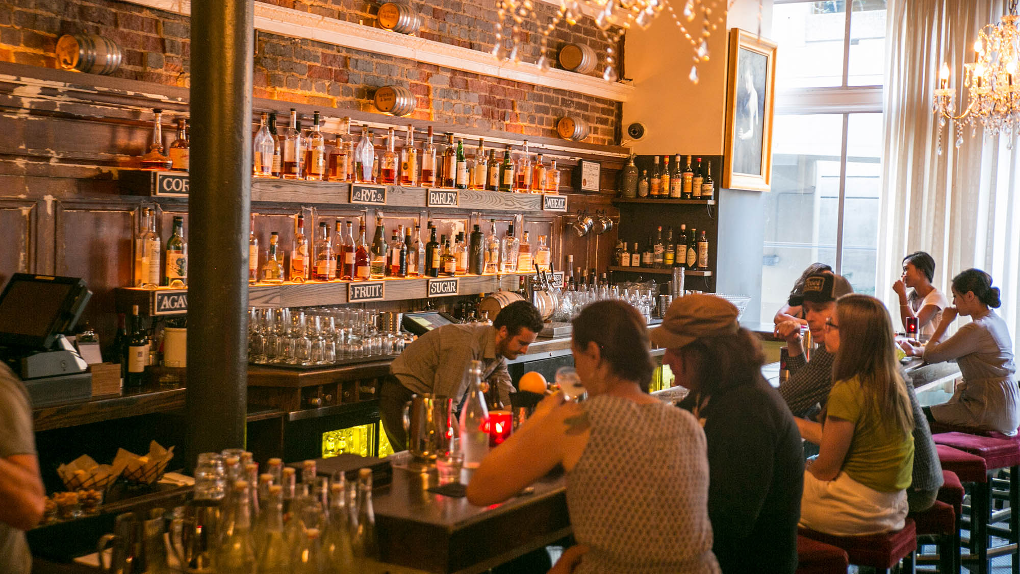 Enjoying drinks in the Union Square neighborhood of San Francisco, California
