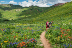 Hikers on the West Maroon Trail near Crested Butte, Colorado