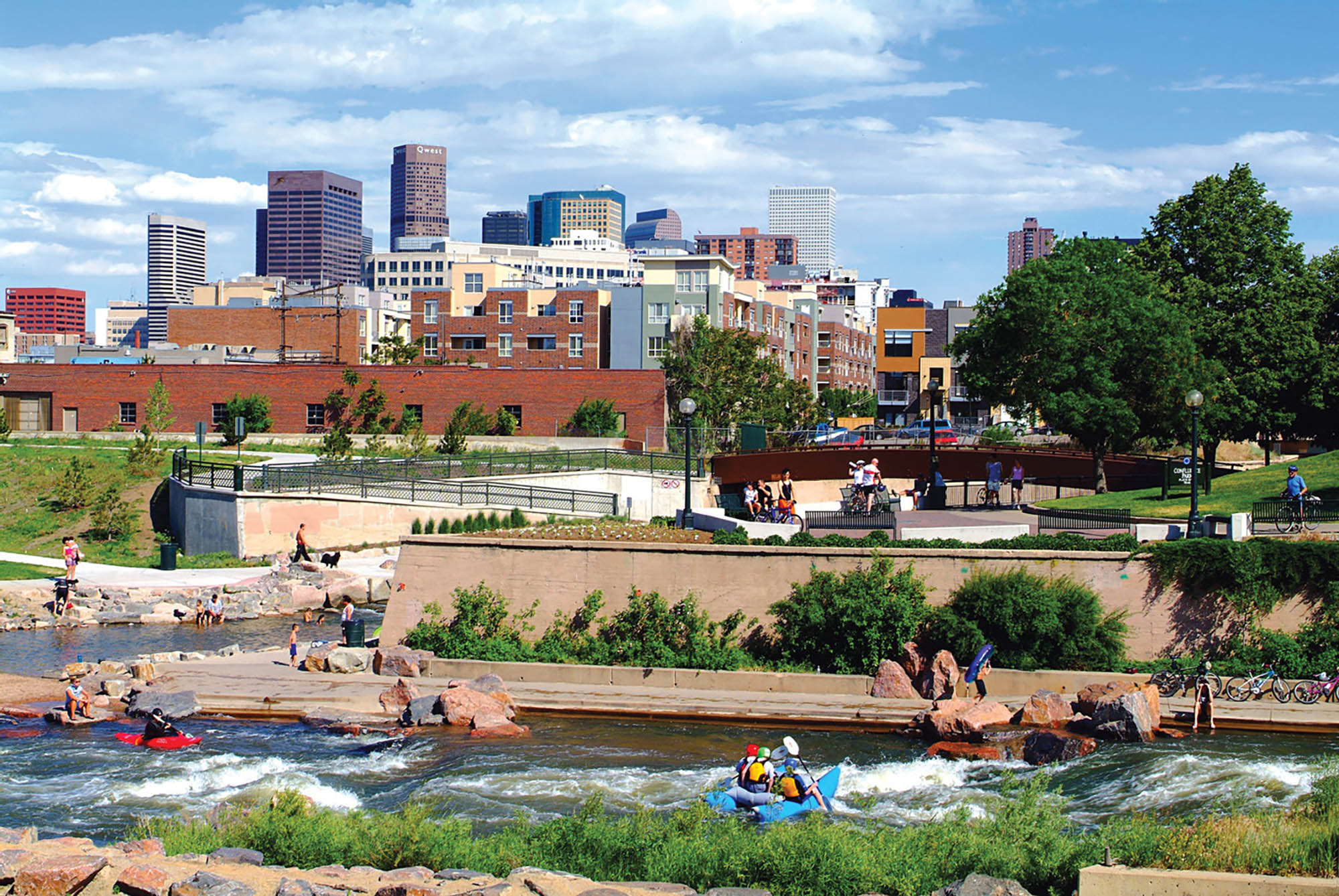 Kayaking in the city at Confluence Park in Denver, Colorado
