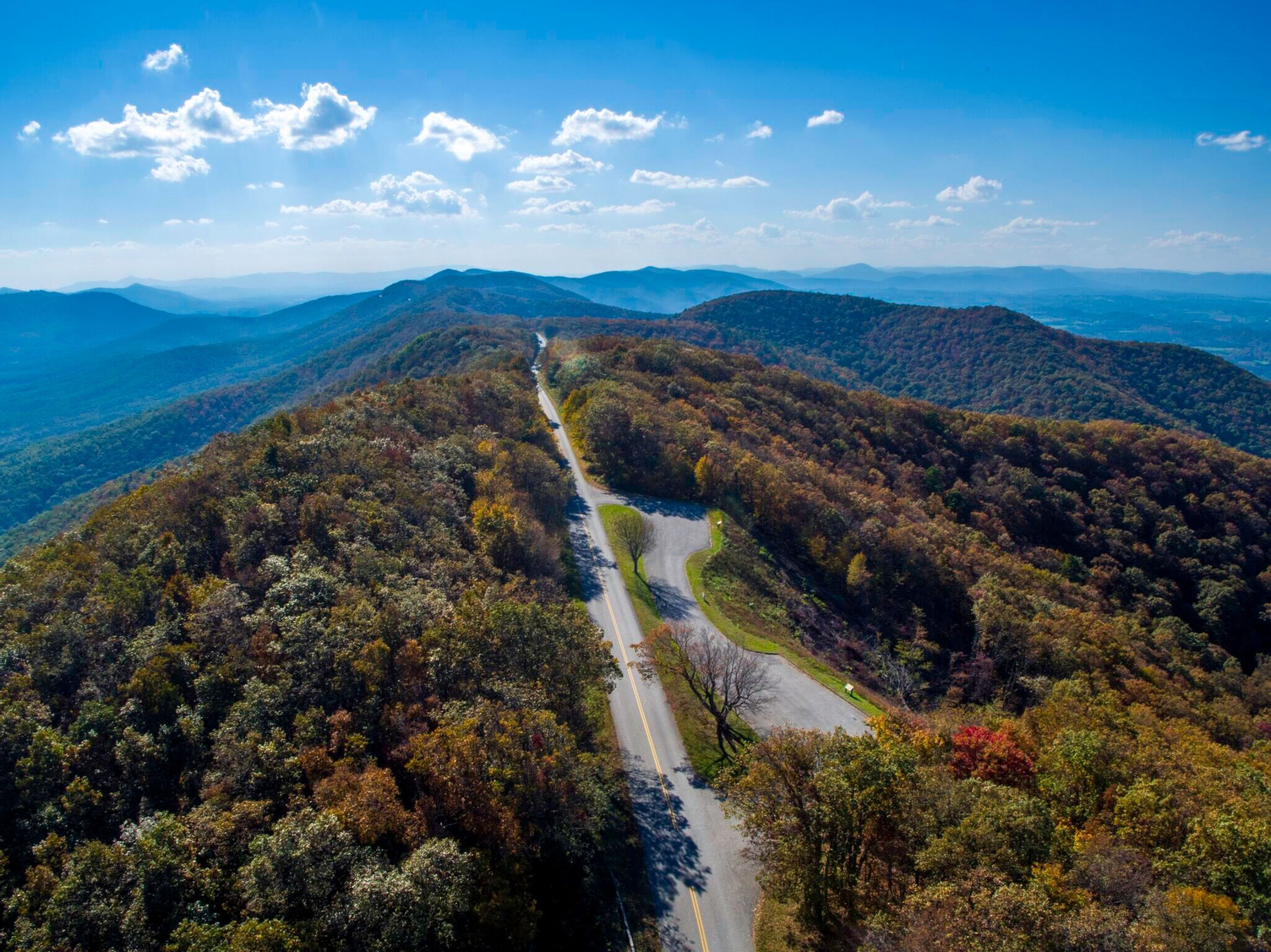 Aerial of a Blue Ridge Parkway segment in Virginia