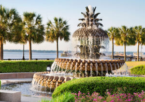 Iconic Pineapple Fountain of Waterfront Park in Charleston, South Carolina