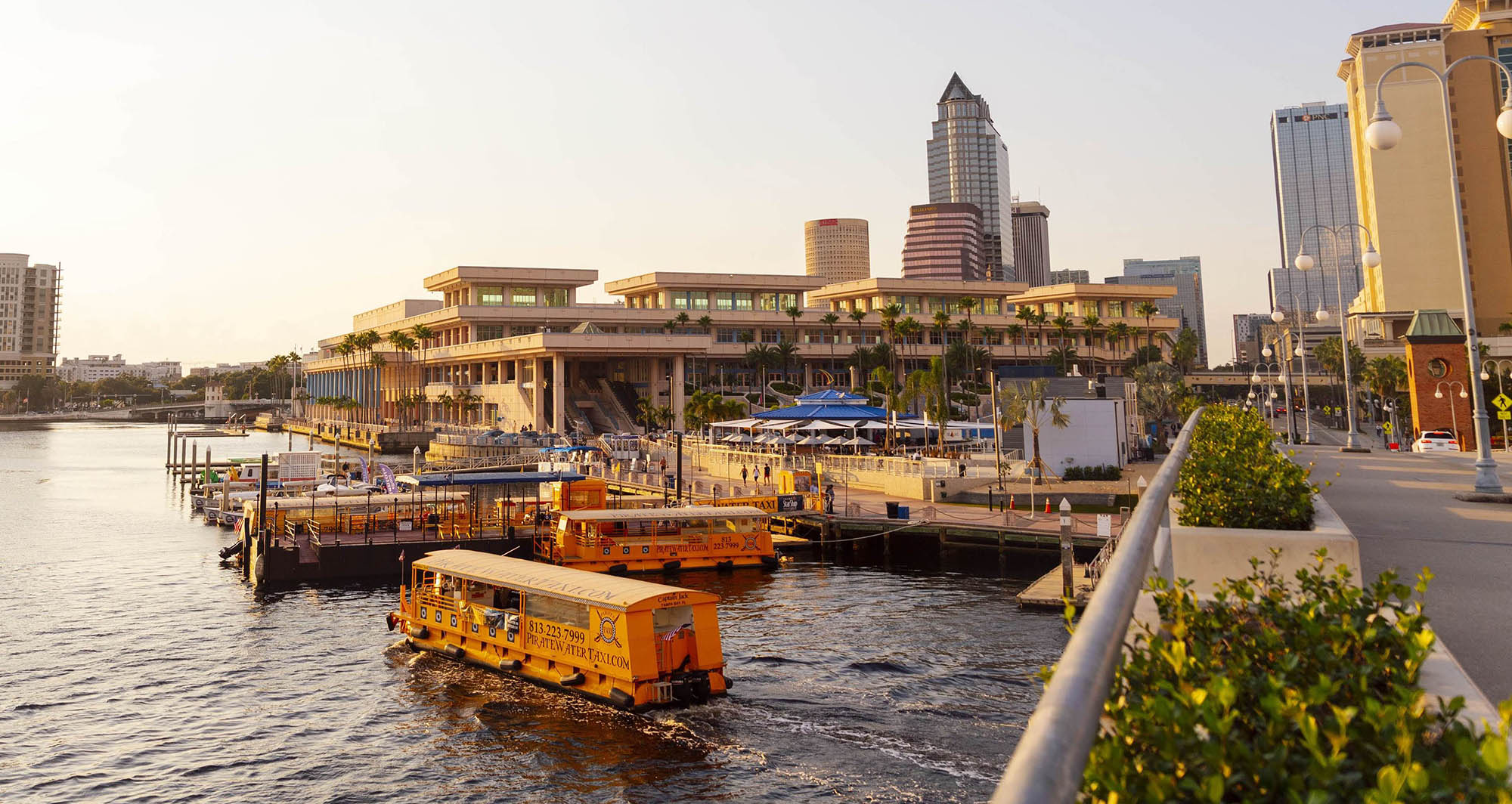 View of the Tampa Riverwalk in Tampa, Florida
