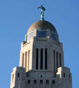 “Sower” sculpture at the top of the Nebraska State Capitol in Lincoln, Nebraska