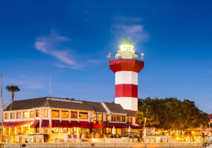 The Harbour Town Lighthouse at duck on Hilton Head Island, South Carolina.