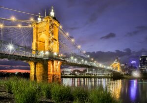 The Roebling Suspension Bridge in Covington, Kentucky