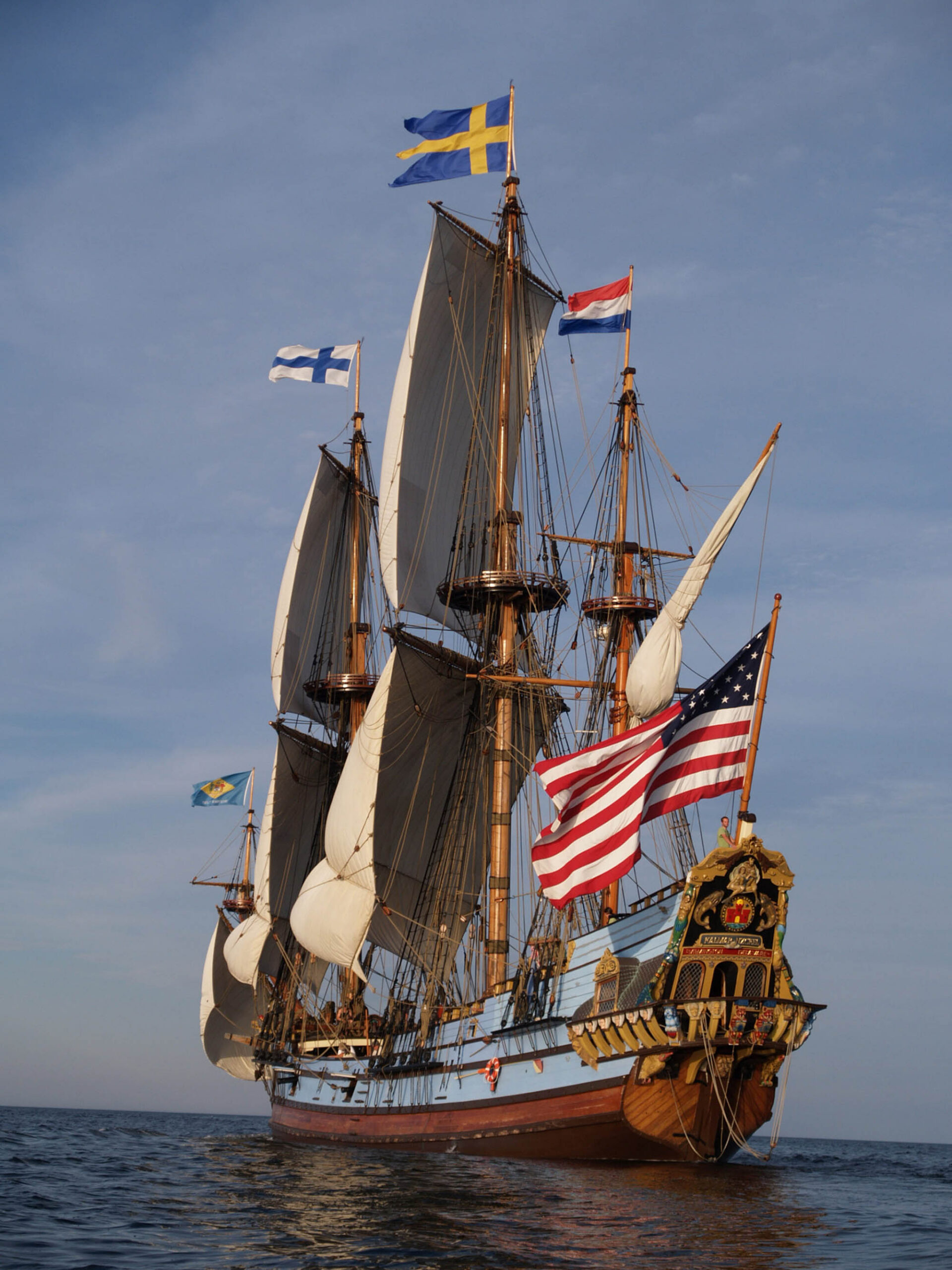 O Kalmar Nyckel, uma réplica do navio que trouxe os primeiros colonos para Wilmington, Delaware.