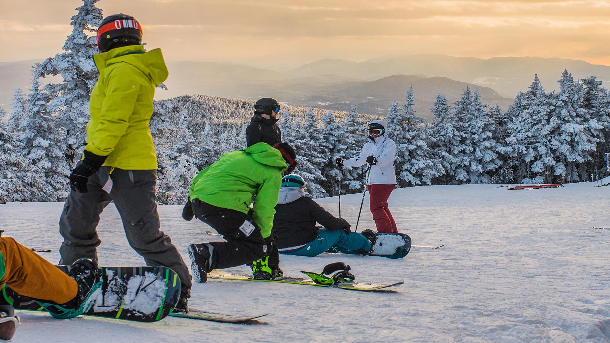 Snowboarders at Killington Resort in Vermont