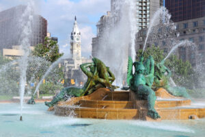 The Logan Circle fountain in Philadelphia, Pennsylvania