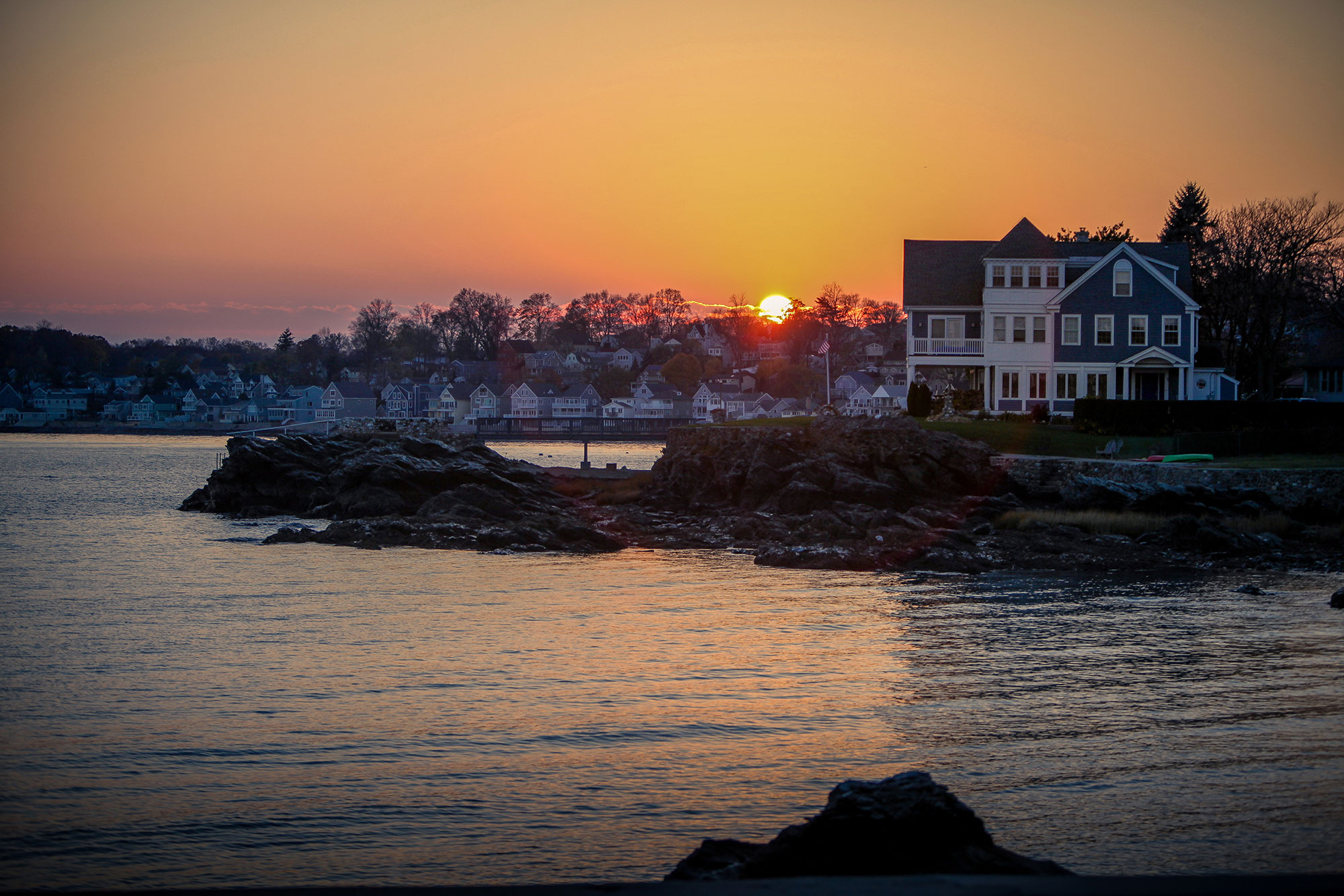 Sunset over the Long Island Sound near Mystic, Connecticut

