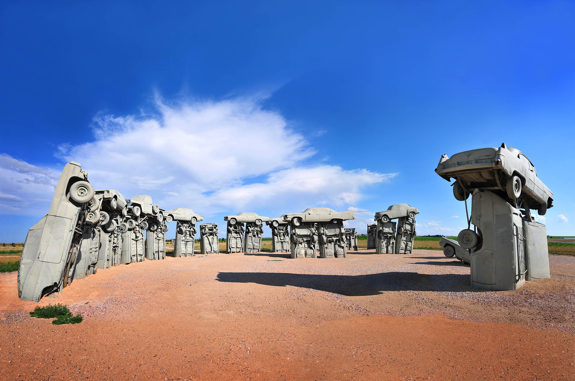 The stacked cars of Carhenge in Alliance, Nebraska
