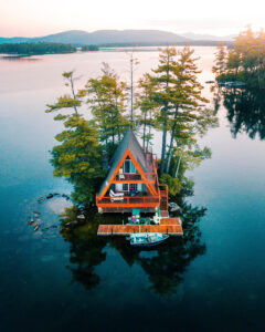 Cottage on an island in Lake Winnipesaukee, New Hampshire