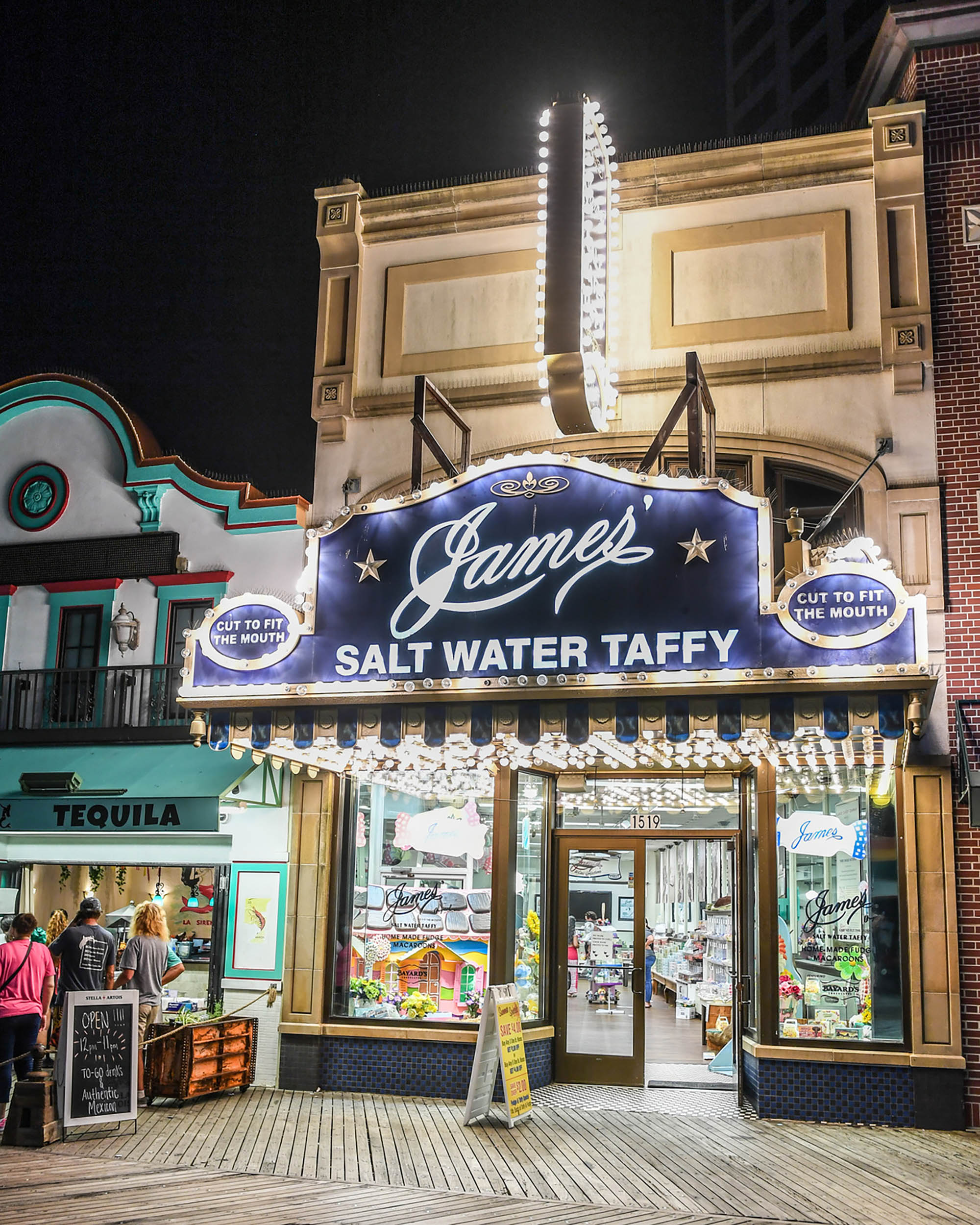 The James Salt Water Taffy candy shop on the Atlantic City Boardwalk in Atlantic City, New Jersey; Credit: HARRY PURDY
