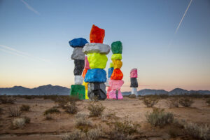 Seven Magic Mountains art installation in the Ivanpah Valley outside Las Vegas, Nevada