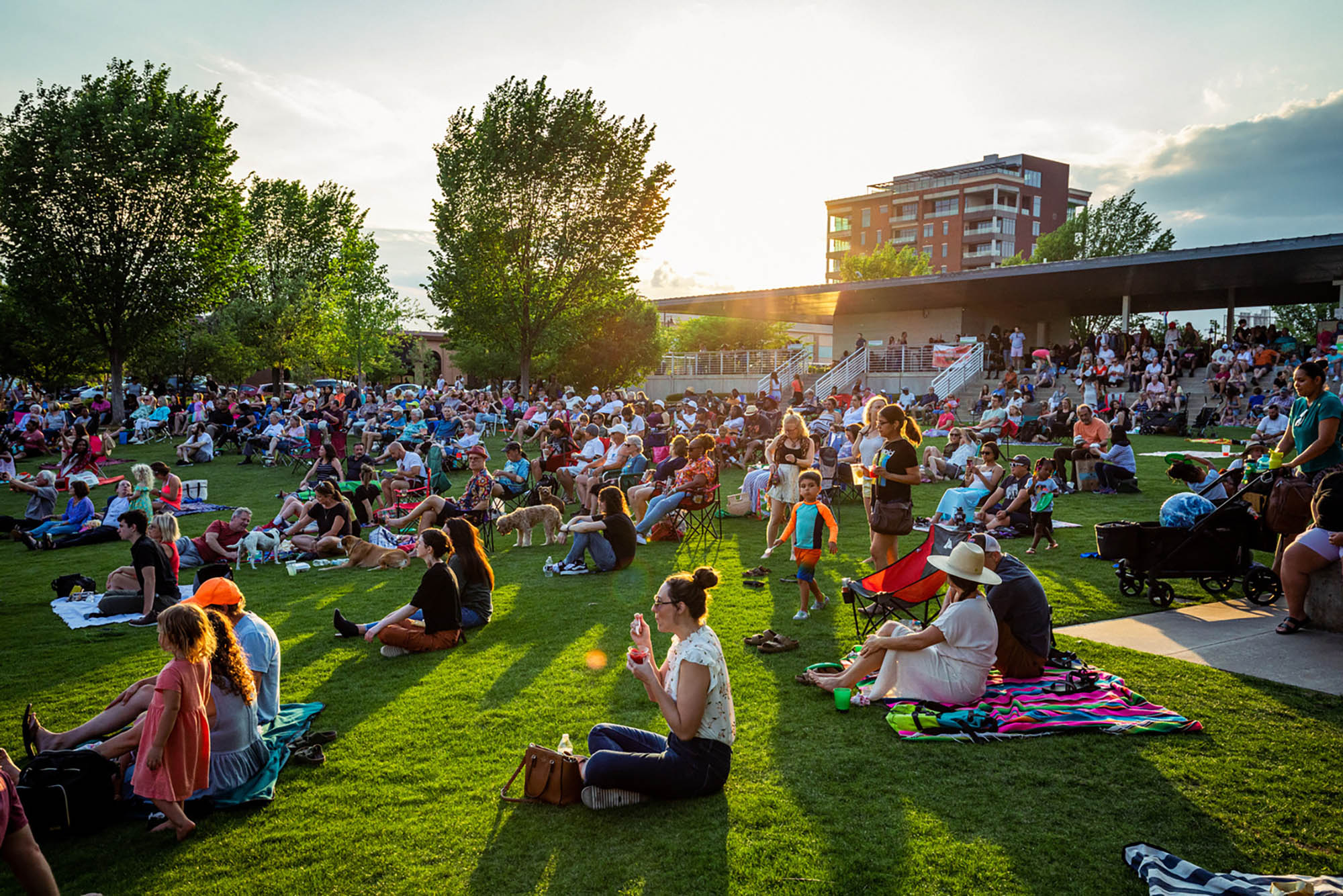People enjoying a concert at Guthrie Green park in Tulsa, Oklahoma
