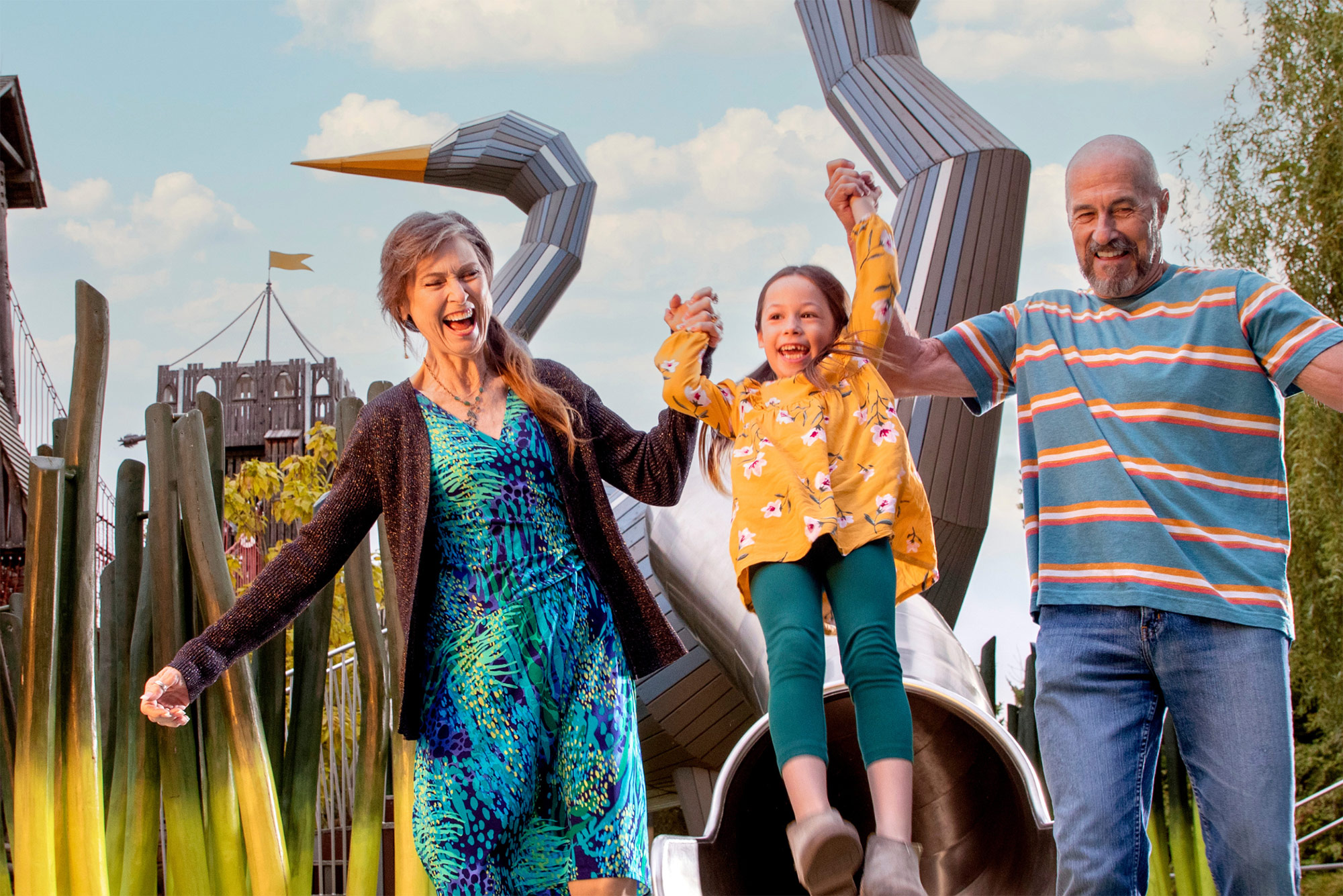 Family exploring The Gathering Place in Tulsa, Oklahoma