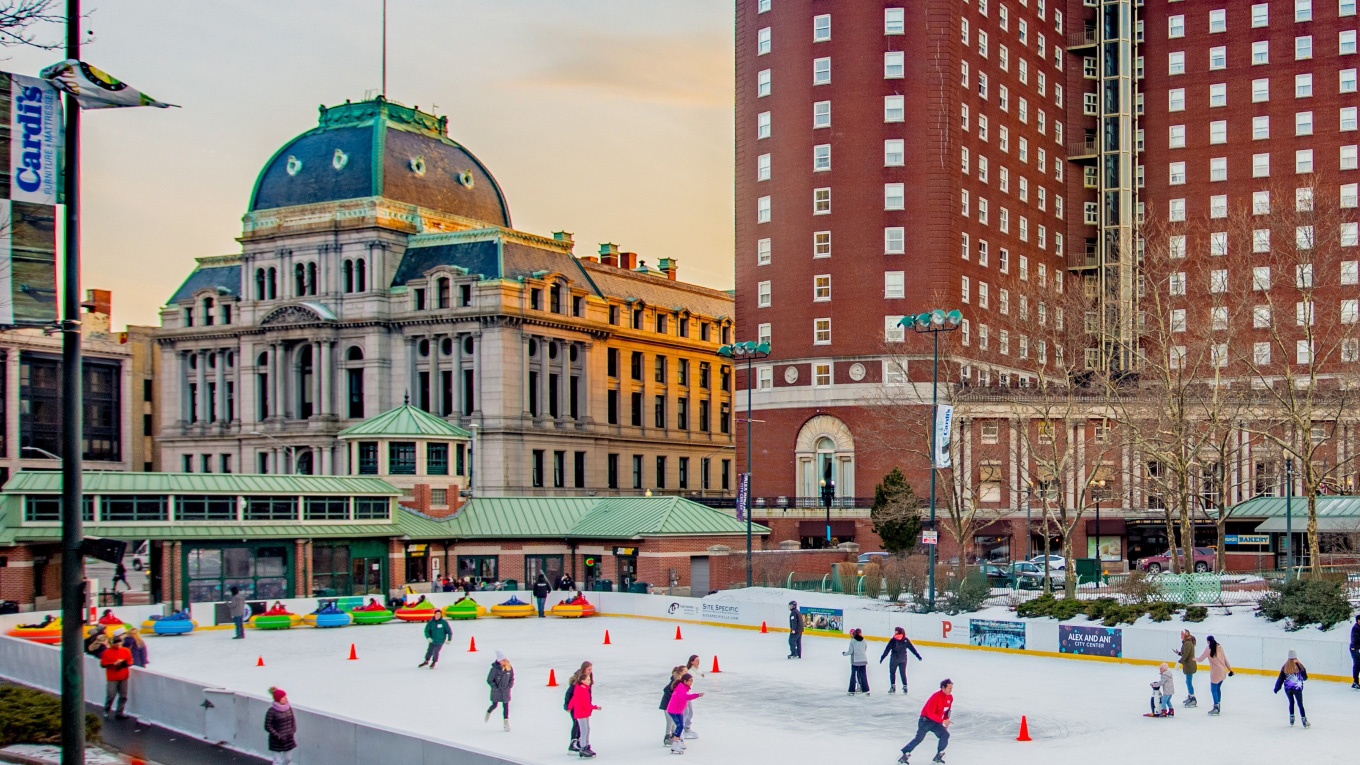 Patinage artistique au centre-ville Providence, Rhode Island