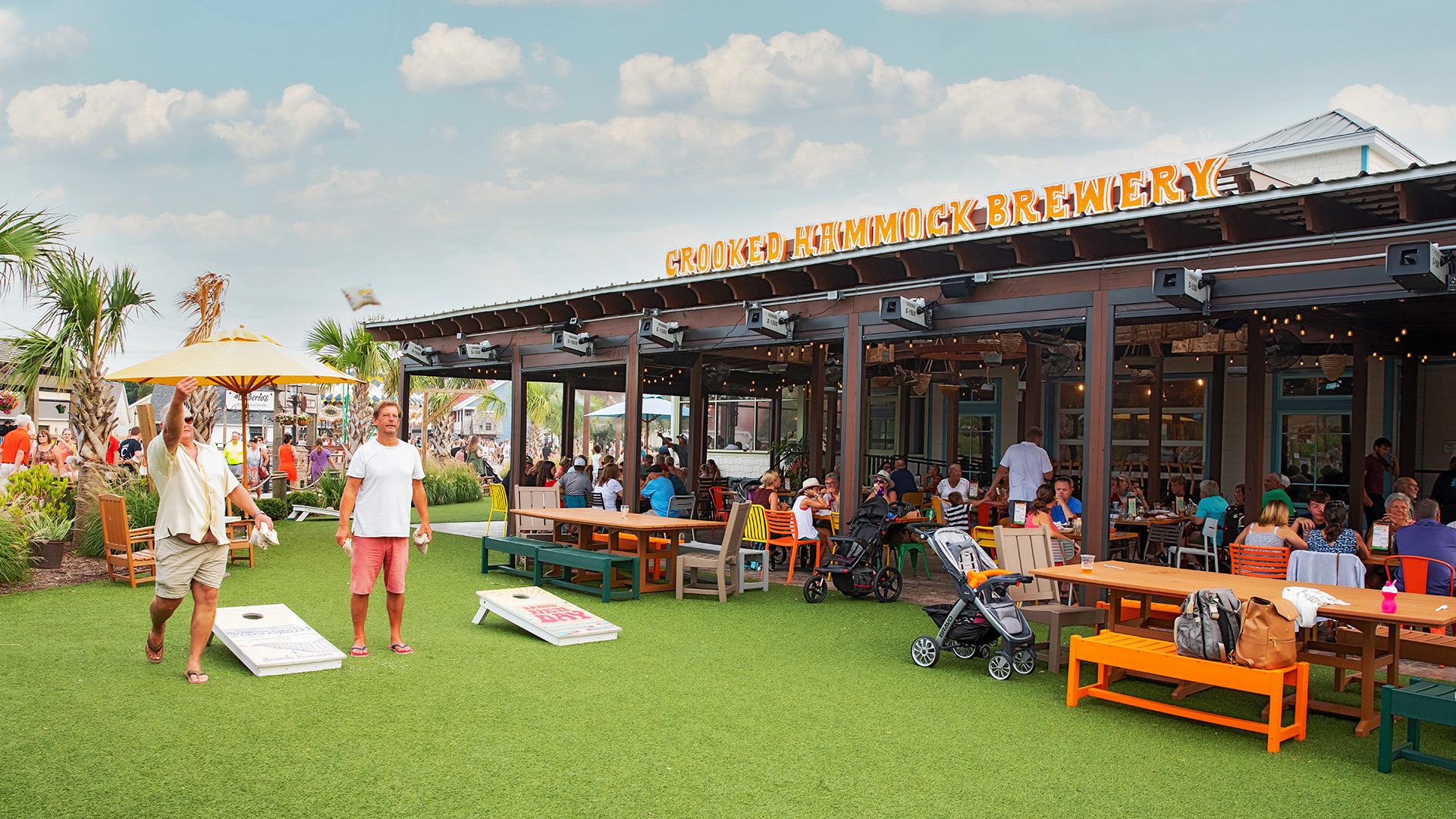 Outdoors at Crooked Hammock Brewery in North Myrtle Beach, South Carolina