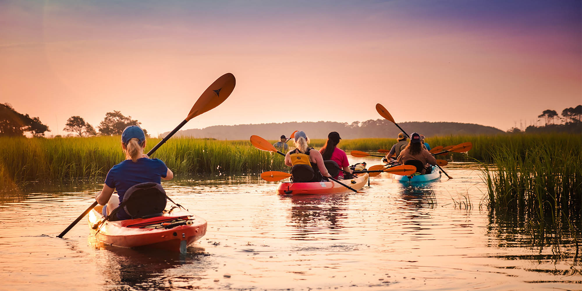 Sunset paddling on Little River in Myrtle Beach, South Carolina