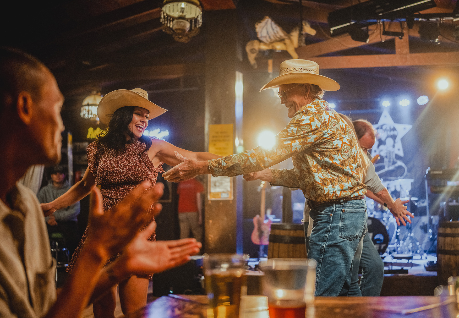 Dancing at an old-timey saloon in historic Deadwood, South Dakota