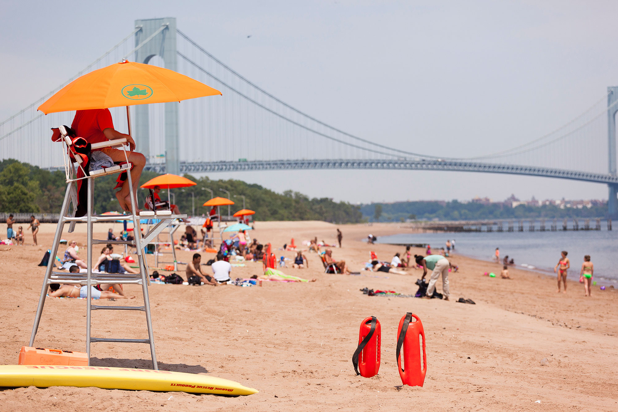 Sunny day at South Beach on Staten Island in New York City, New York. 