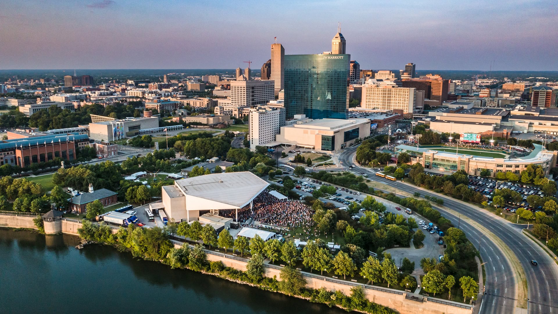 Vue aérienne d'Indianapolis, Indiana ; Crédit : Jesse Faatz