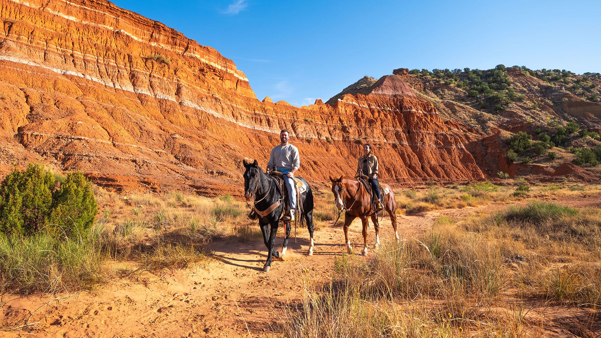Horseback riding in Palo Duro Canyon State Park near Amarillo, Texas