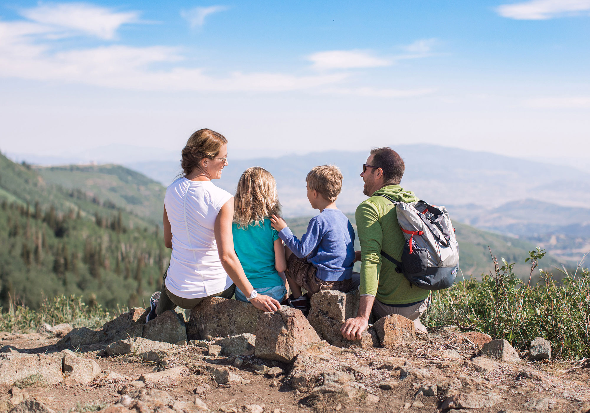 Family on a hike near Park City, Utah 