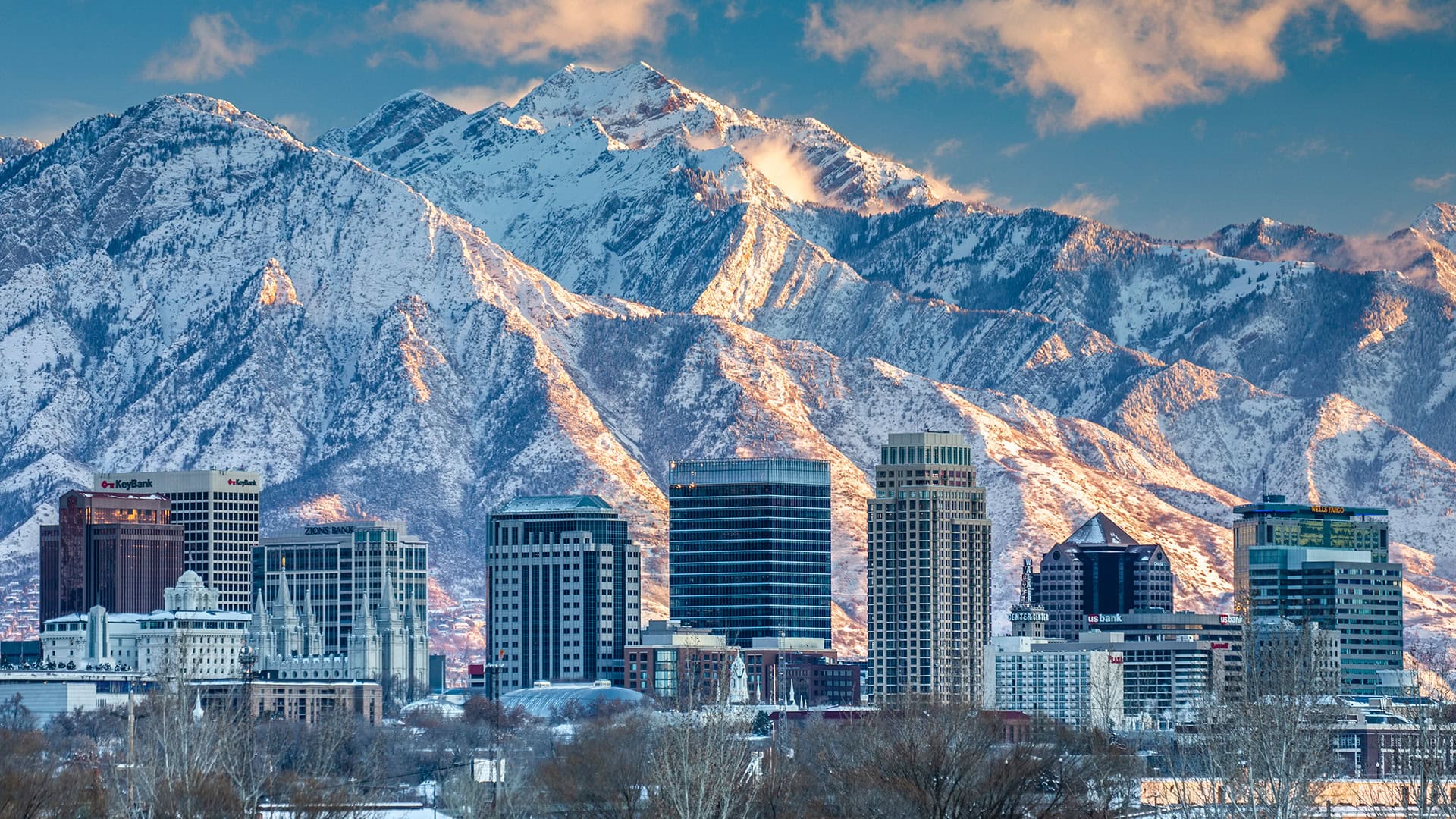 Skyline view of the Utah State Capitol Building and downtown Salt Lake City