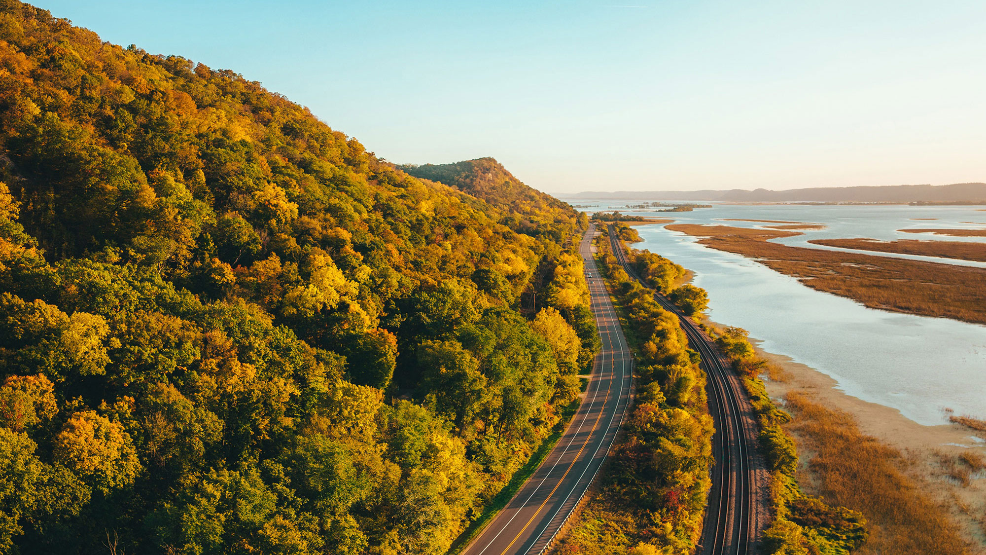 Great River Road und die Mississippi Fluss in Wisconsin