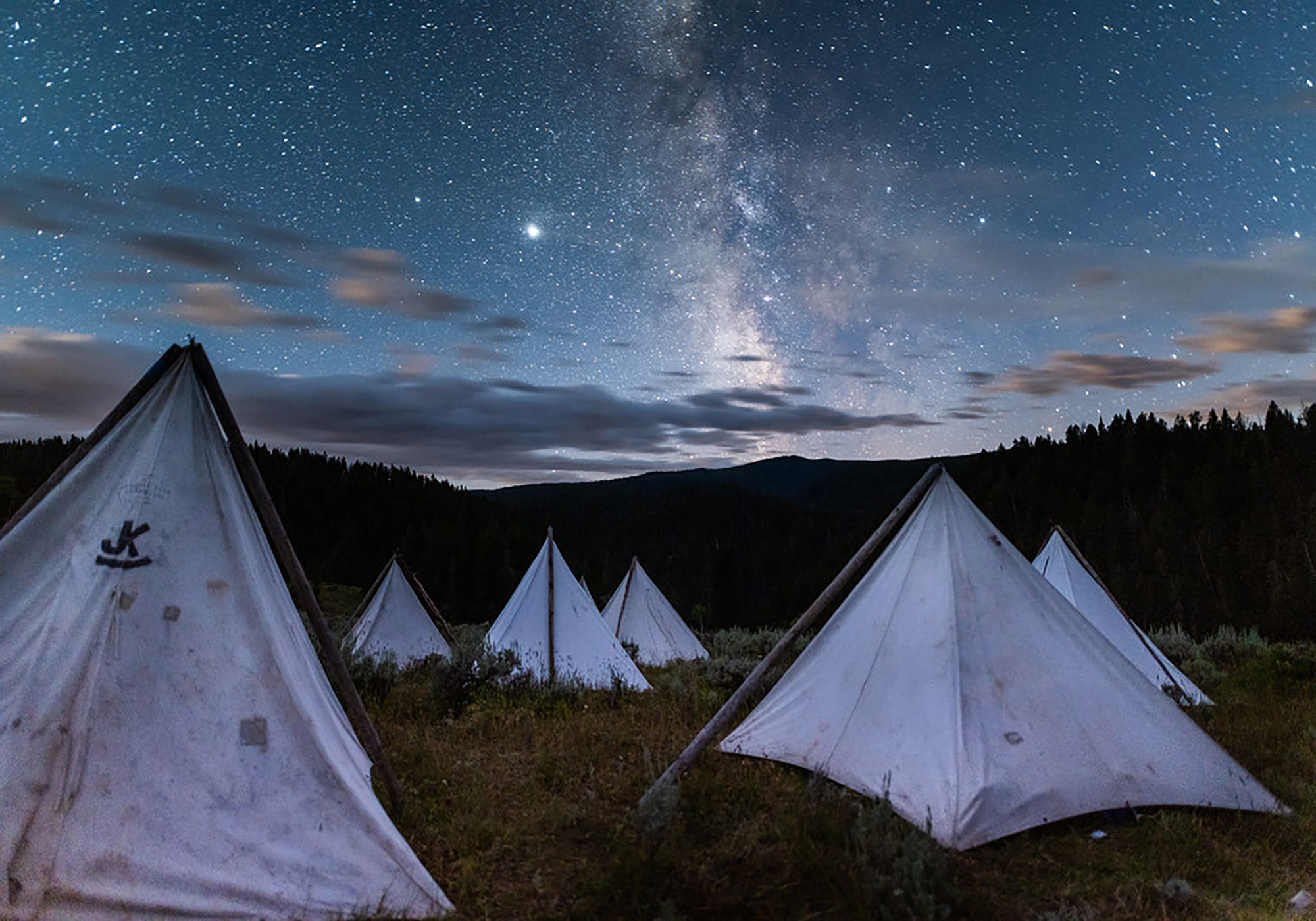 Camping under a starry night in the Bighorn Mountains near Sheridan, Wyoming
