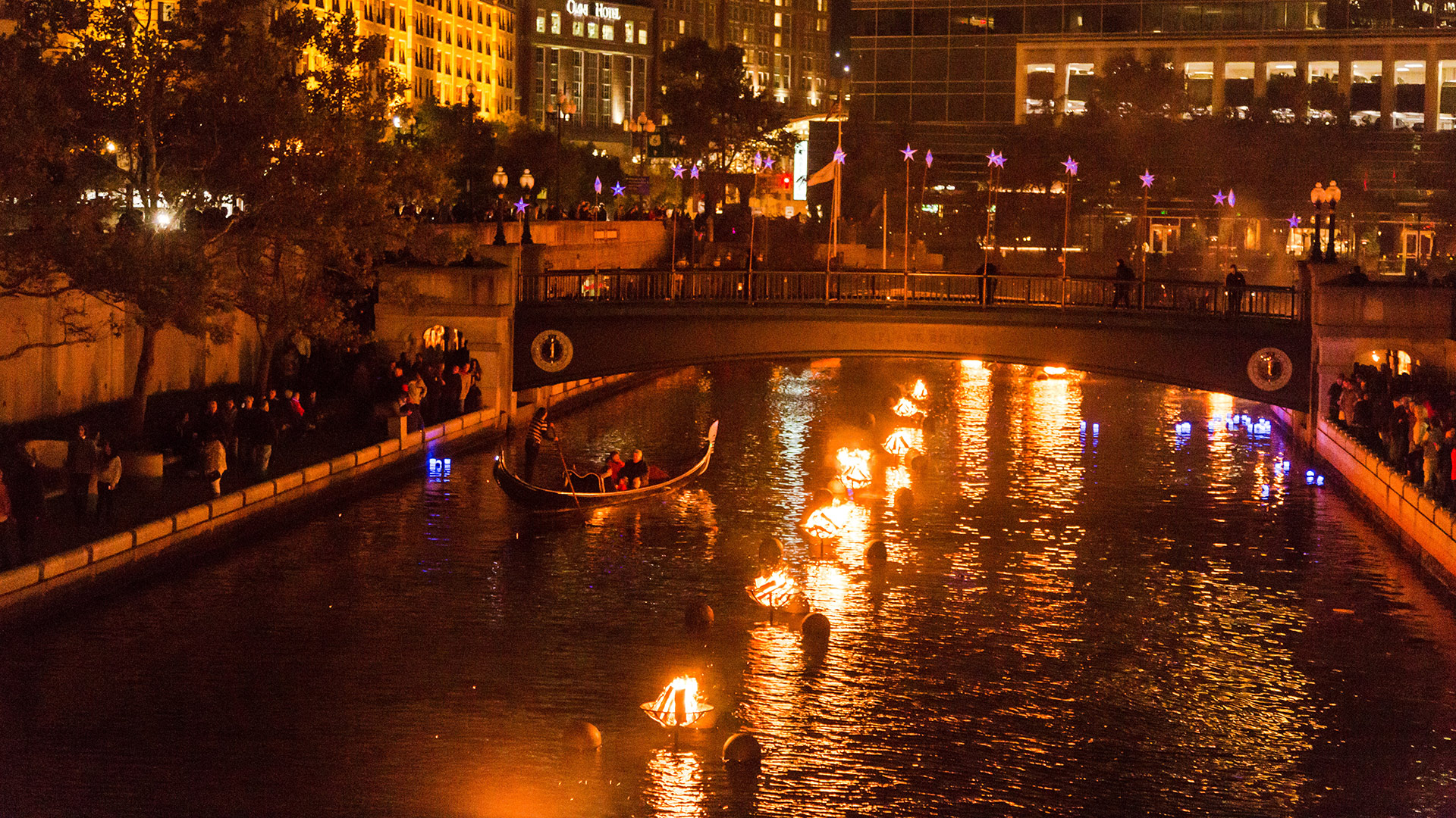 Elaborate fire sculptures at FireWalk in Providence, Rhode Island