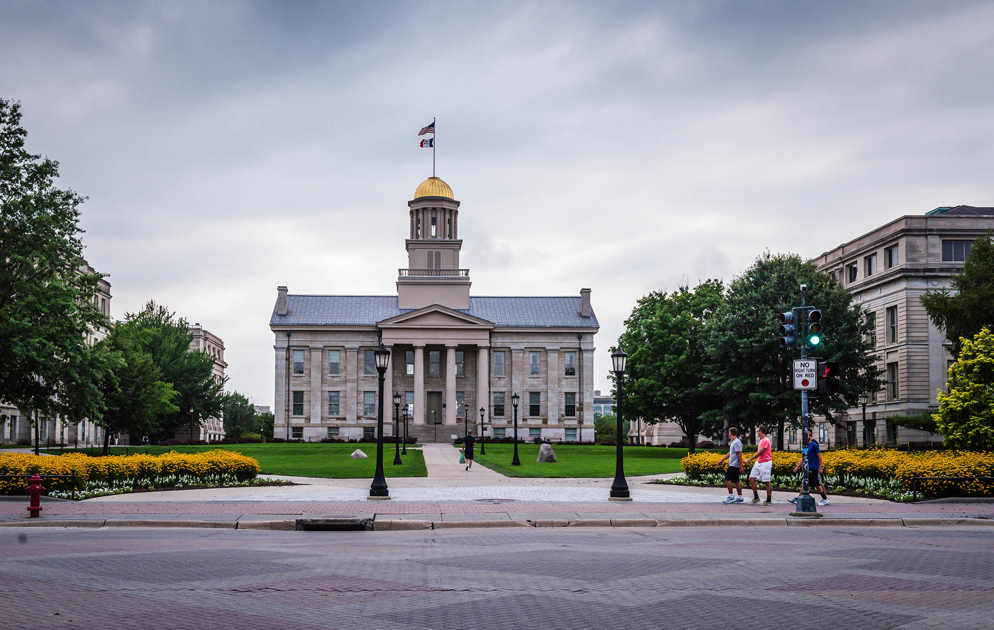 Walking past the University of Iowa campus in Iowa City