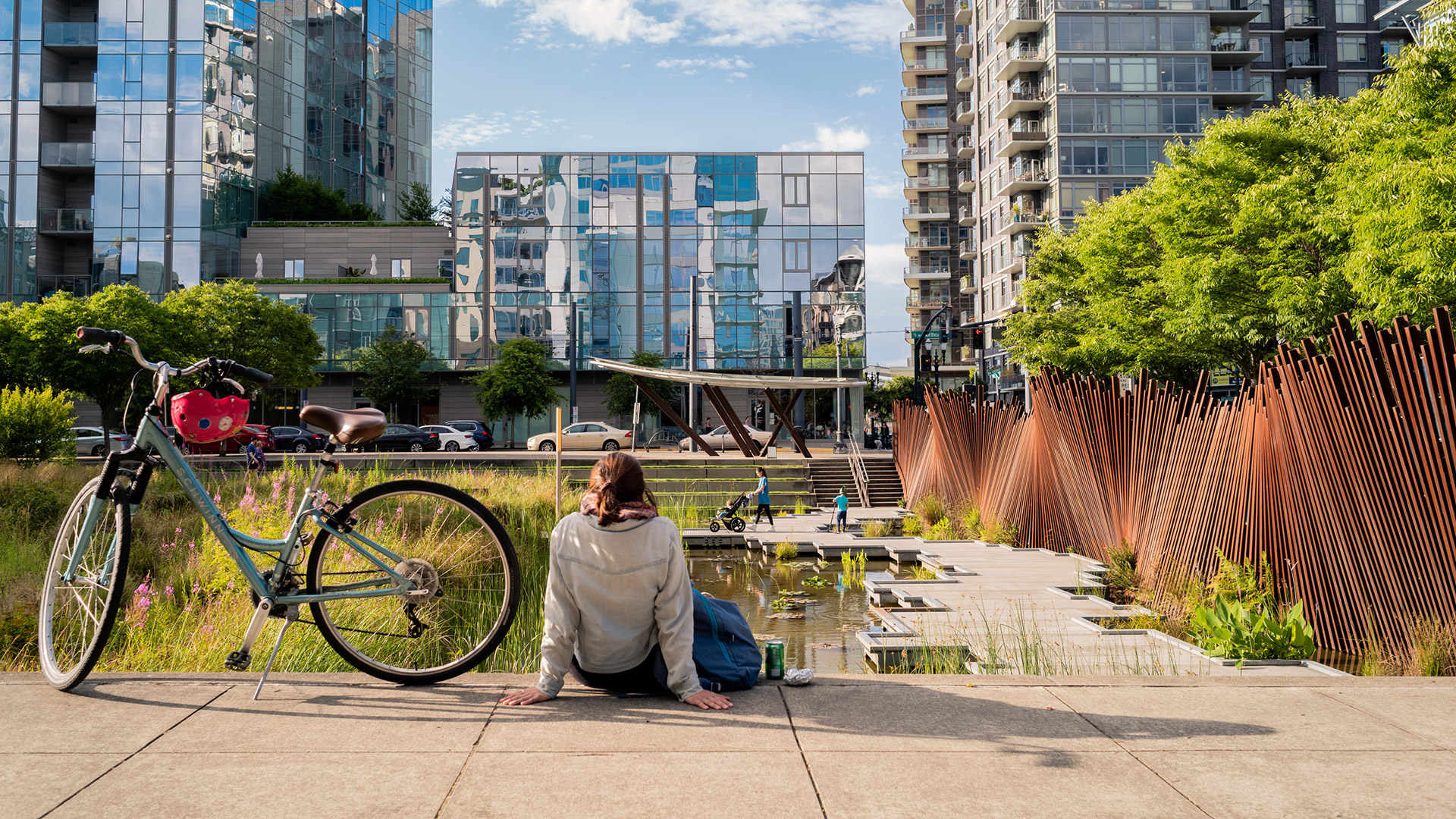 Tanner Springs Park in Portland , Oregon