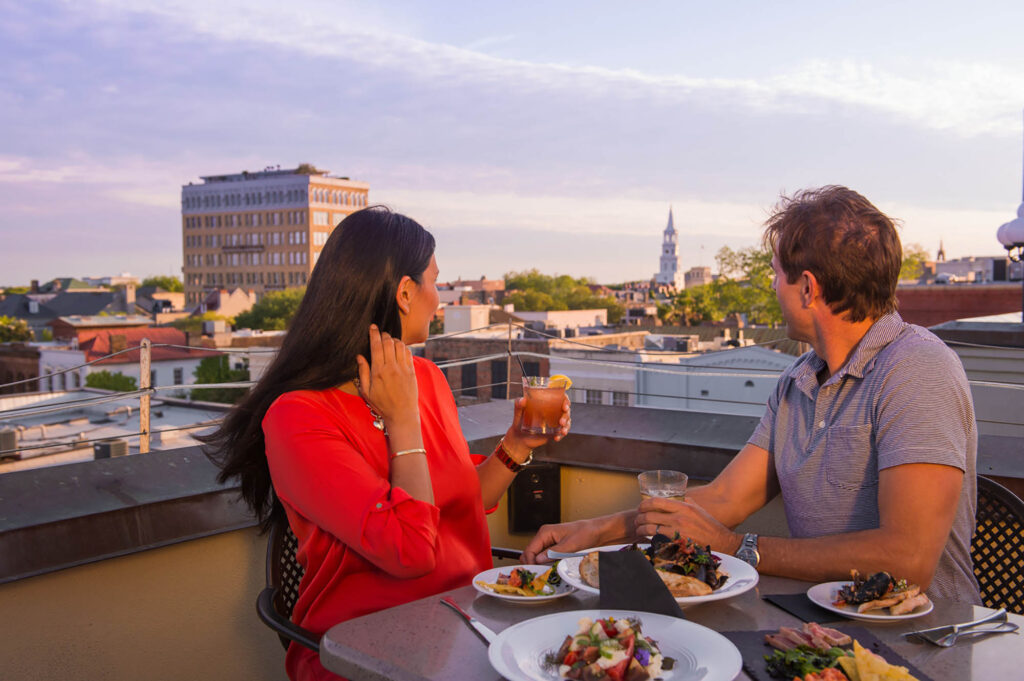 Rooftop dining at the Vendue Inn in Charleston, South Carolina
