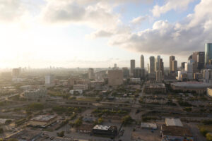 Aerial view of the skyline in Downtown Houston, Texas