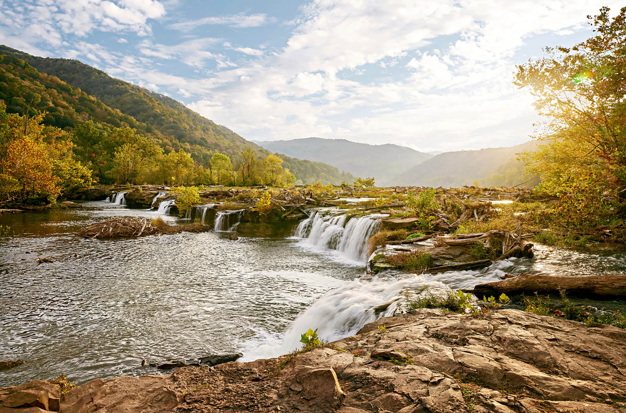 Sandstone Falls at New River Gorge National Park in West Virginia