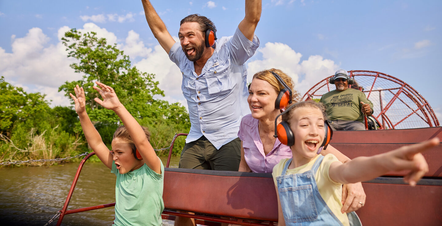 Family on a New Orleans Airboat Tour excursion from Marrero, Louisiana