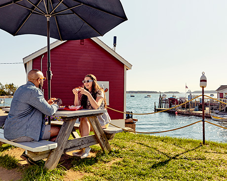 Dining on fresh lobster in Thomaston, Maine