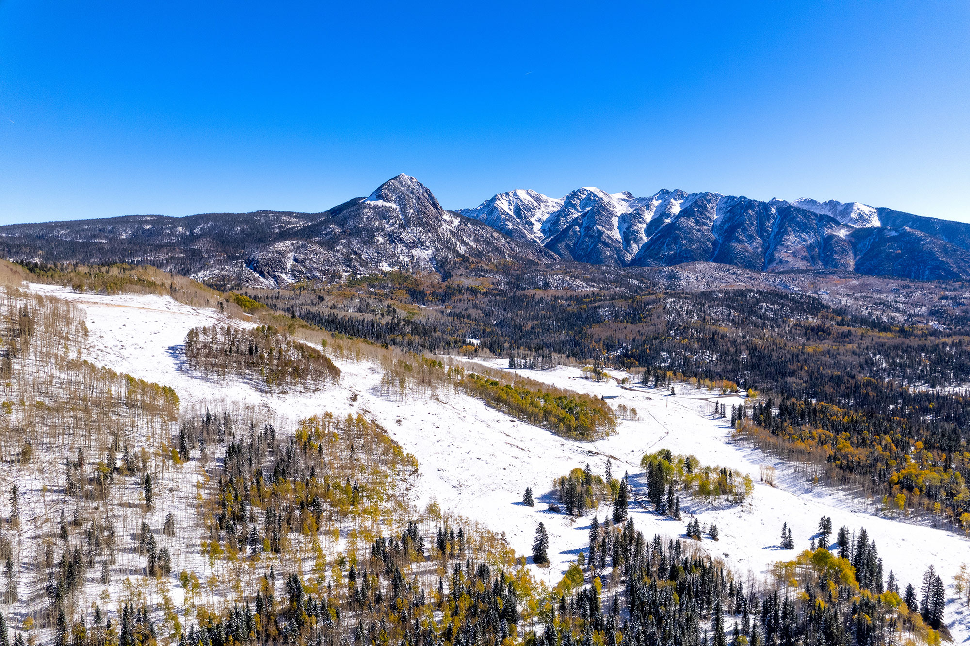 Aerial of the San Juan Mountains near Durango, Colorado; Credit: Nick Kogos
